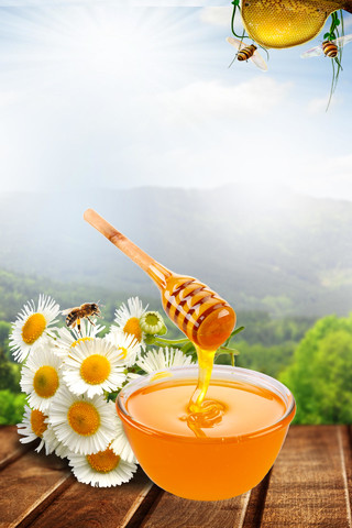 唯美的蜂蜜保健品美容养颜宣传海报背景模板